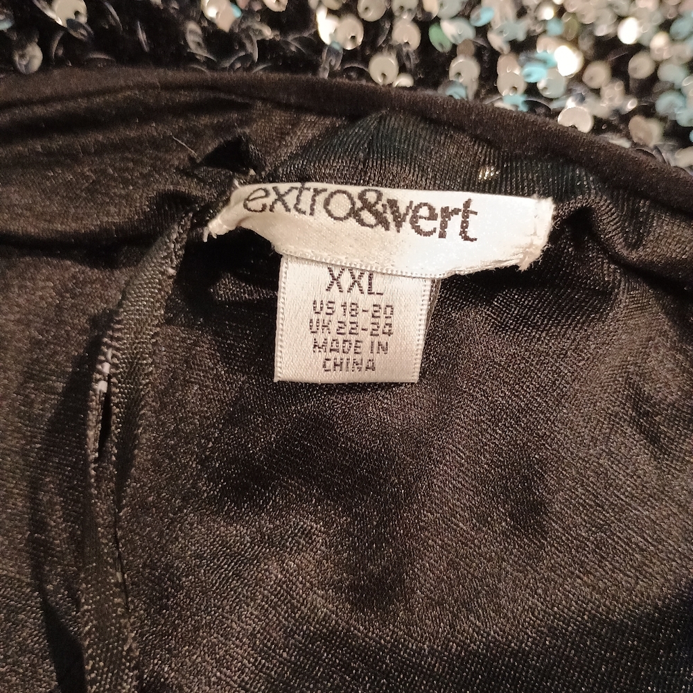 NWT Extro&Vert Sparkling Black Sequin Romper Shorts Size XXL - Picture 10 of 14